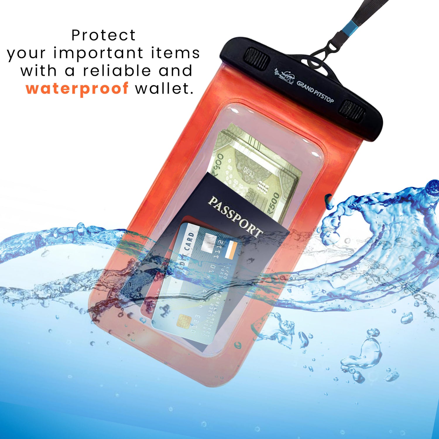 Universal Waterproof Mobile Pouch (Pack of 2) for phones up to 7.0 inches - Orange