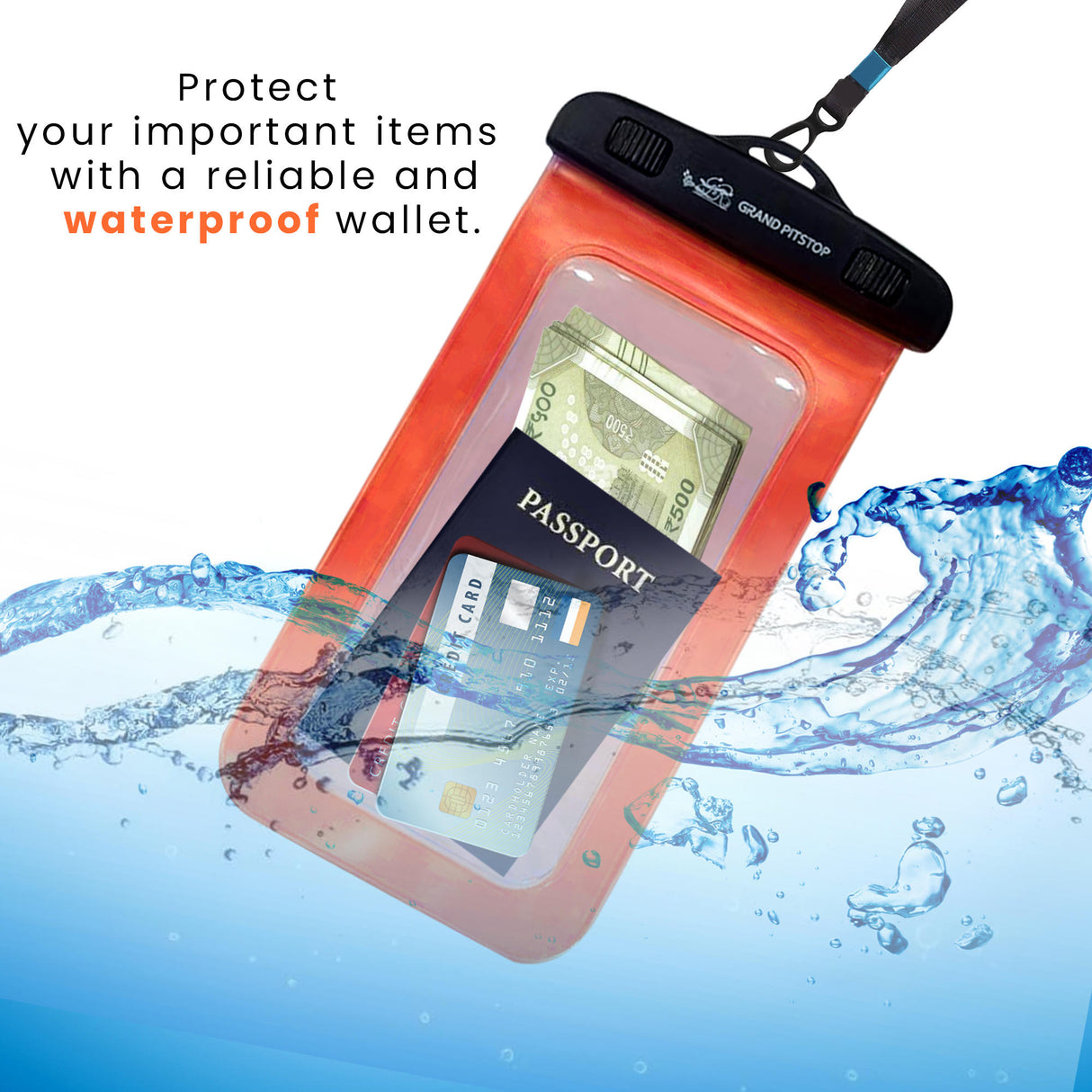 Universal Waterproof Mobile Pouch for phones up to 7.0 inches - Orange