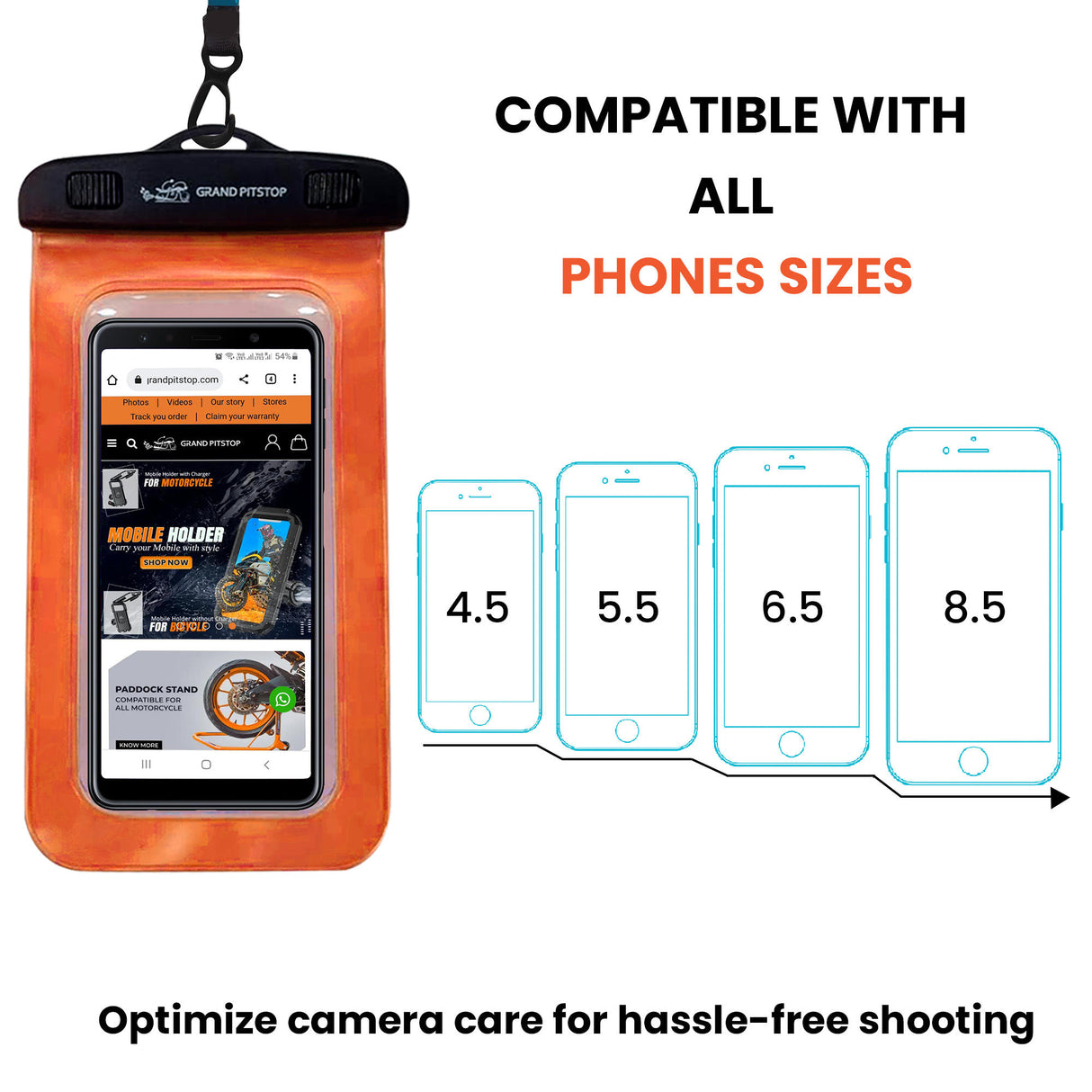 Universal Waterproof Mobile Pouch for phones up to 7.0 inches - Orange