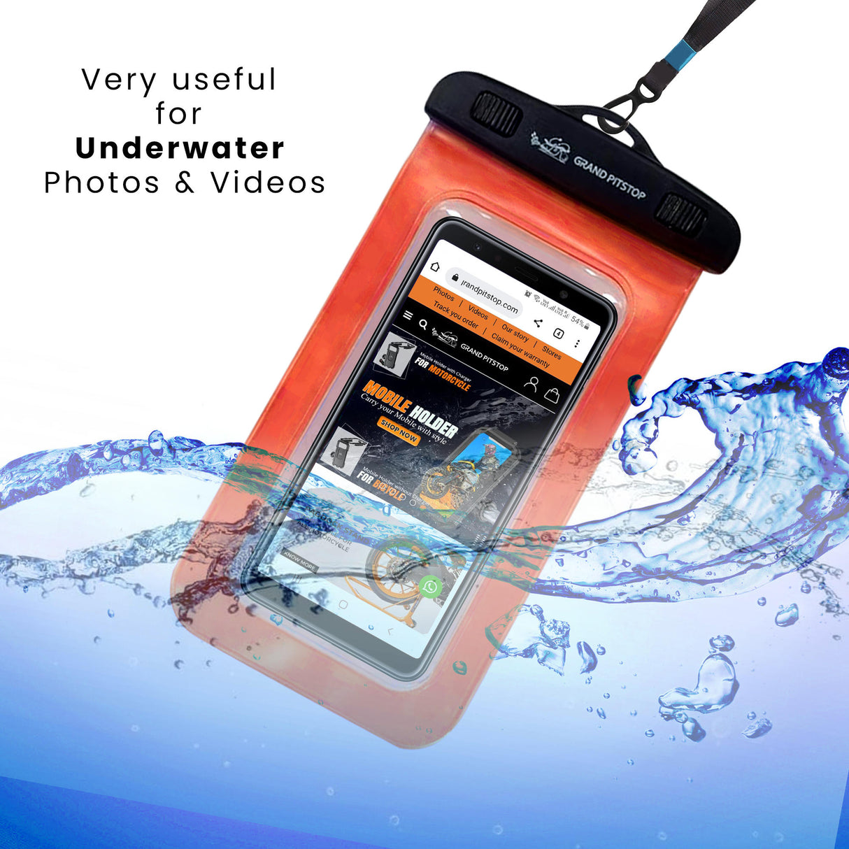 Universal Waterproof Mobile Pouch for phones up to 7.0 inches - Orange