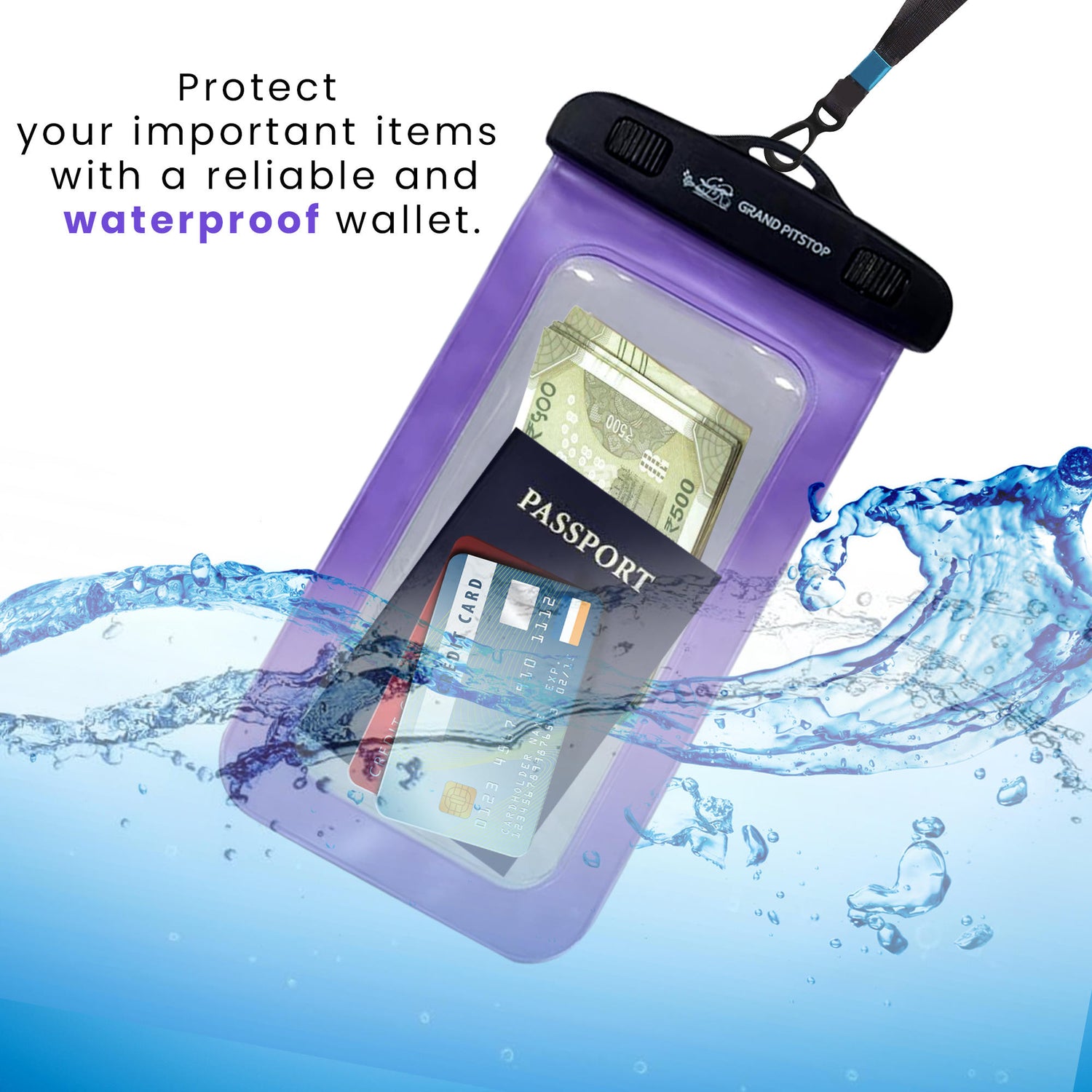 Universal Waterproof Mobile Pouch (Pack of 2) for phones up to 7.0 inches - Purple
