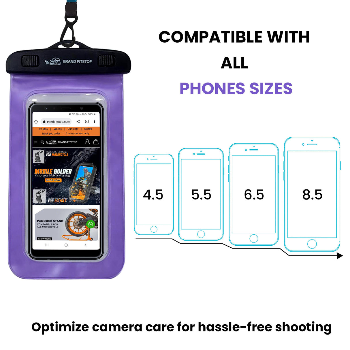 Universal Waterproof Mobile Pouch (Pack of 2) for phones up to 7.0 inches - Purple