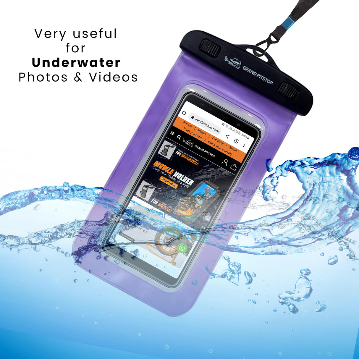Universal Waterproof Mobile Pouch for phones up to 7.0 inches - Purple