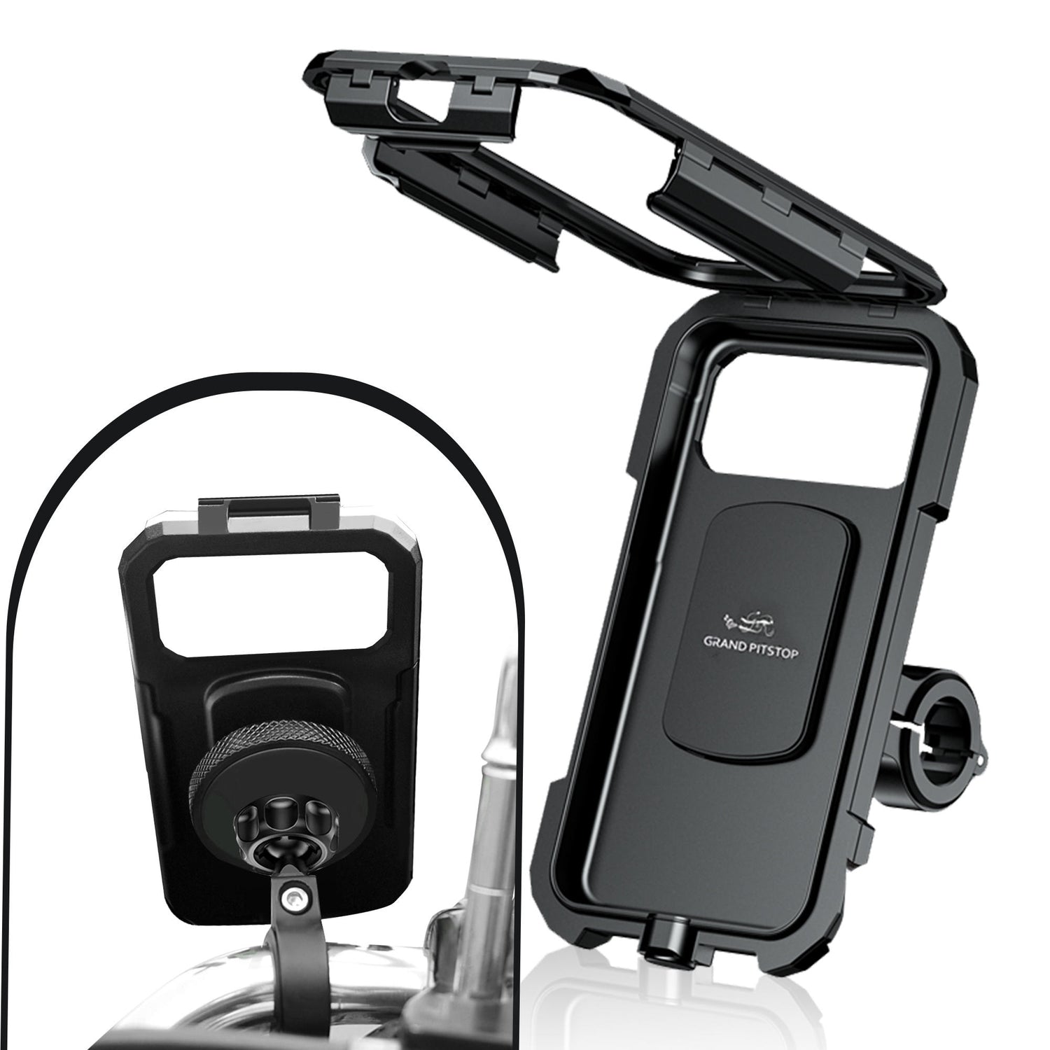 Waterproof Mobile Holder with Vibration Dampener Handlebar Mount - Black