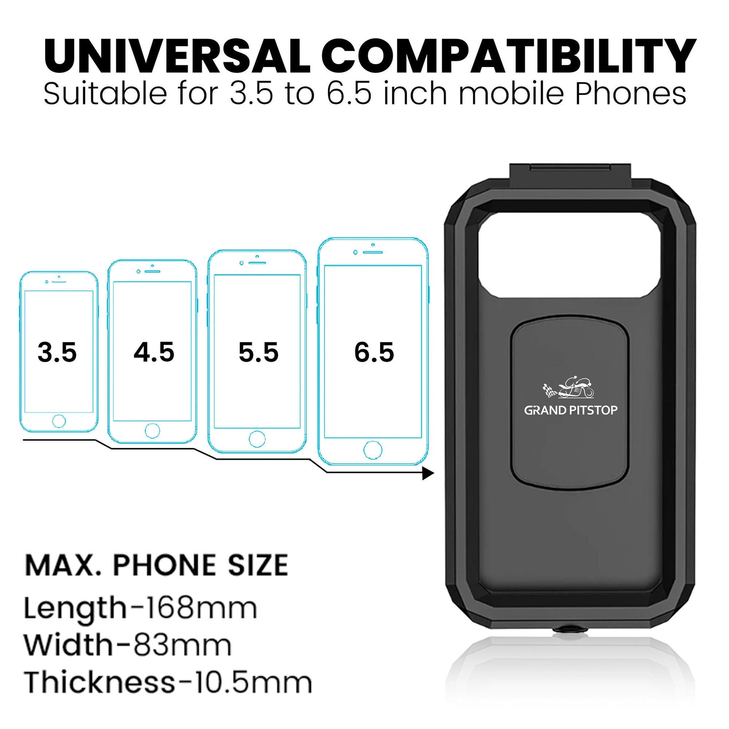 Waterproof Mobile Holder with Vibration Dampener Handlebar Mount - Black