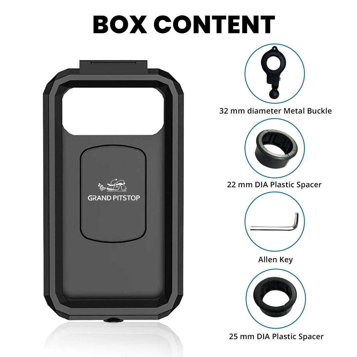 Waterproof Mobile Holder with Vibration Dampener Handlebar Mount - Black