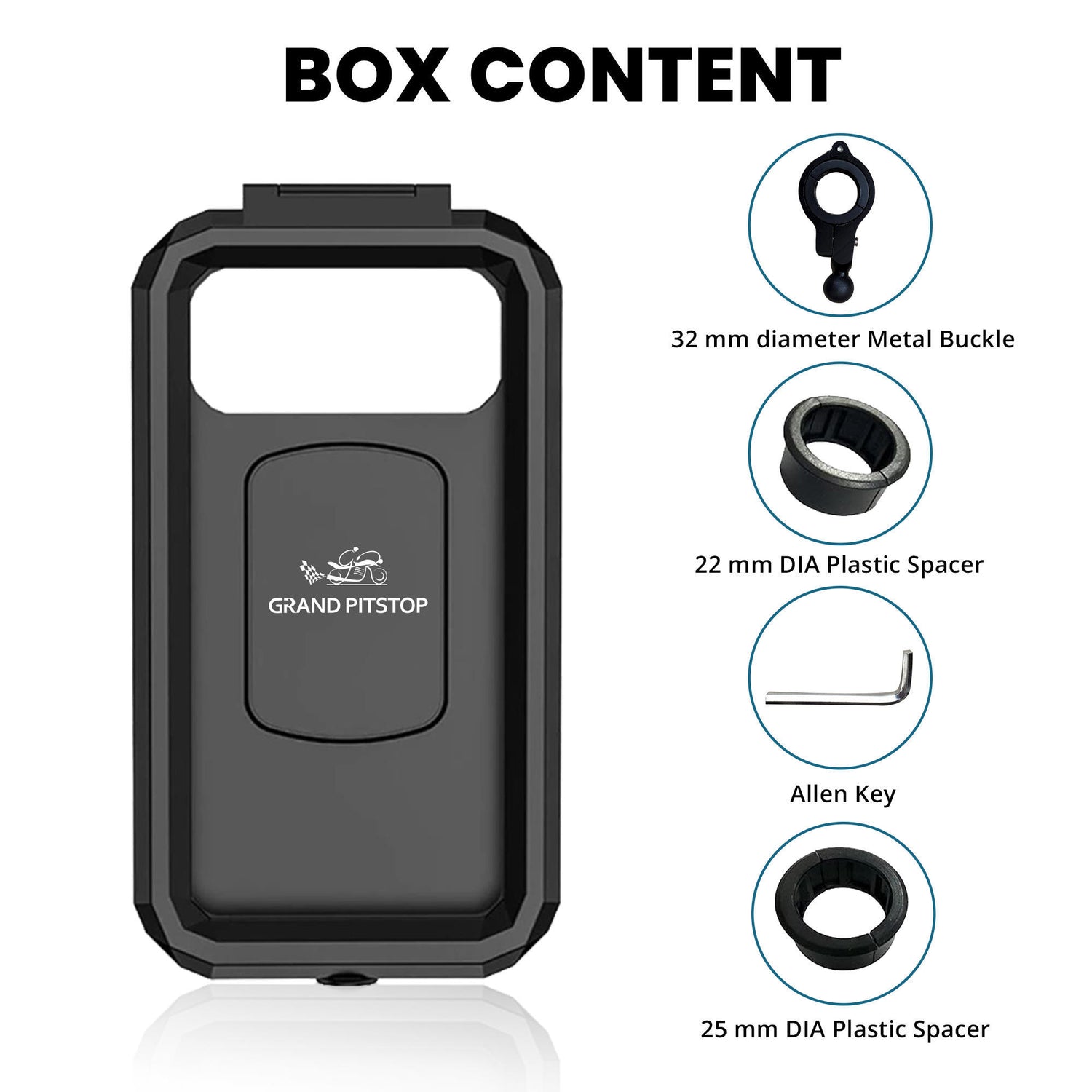 Waterproof Mobile Holder with Vibration Dampener Handlebar Mount - Black