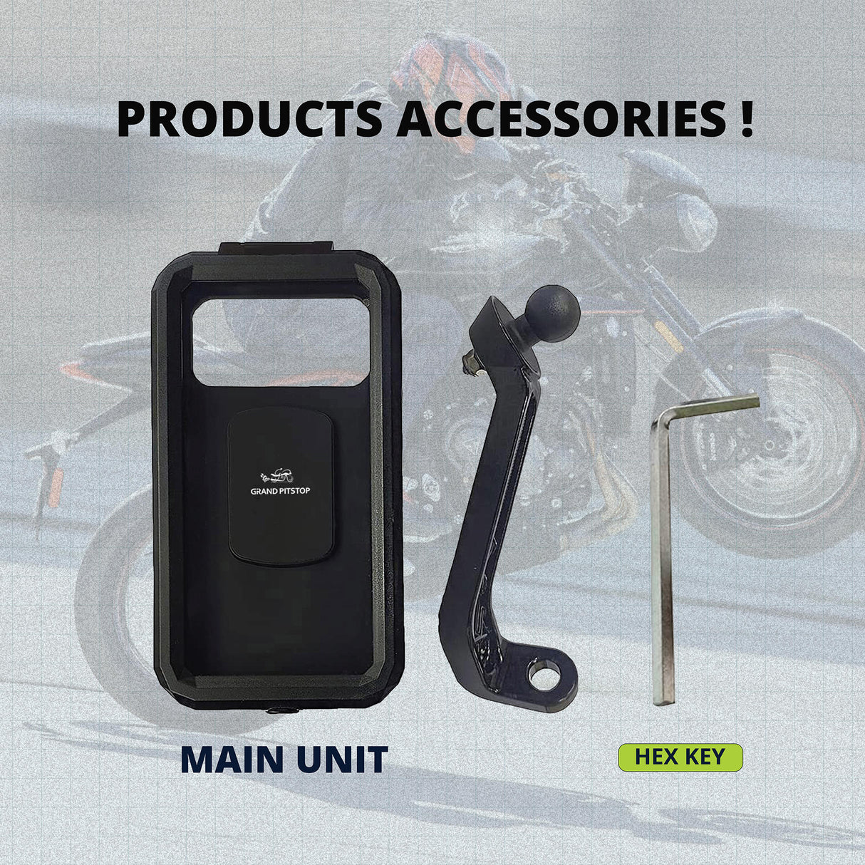 Waterproof Mobile Holder Mirror Mount - Black