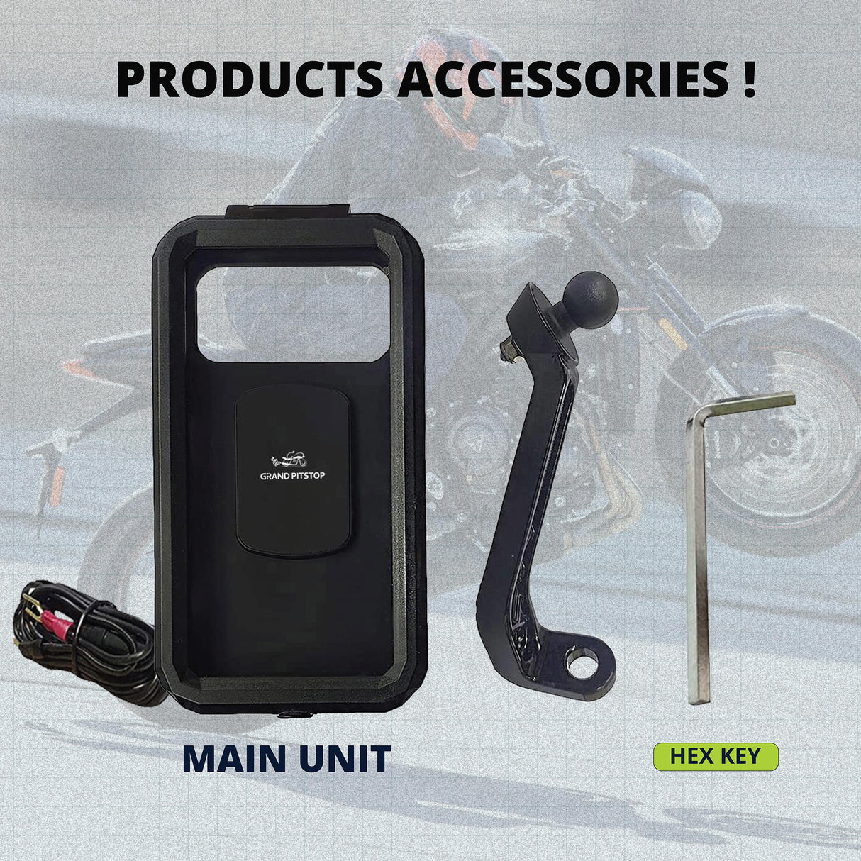 Waterproof Mobile Holder Mirror Mount with 15W Wireless Charger - Black