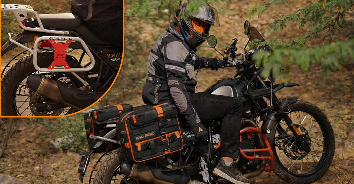 man sitting on a bike with a zoomed in view of grandpitstop saddle stay