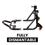 Dismantlable Rear Paddock Stand With 360 Rotation & Skate Wheels (Bike Wt upto: 280 kgs) - Black