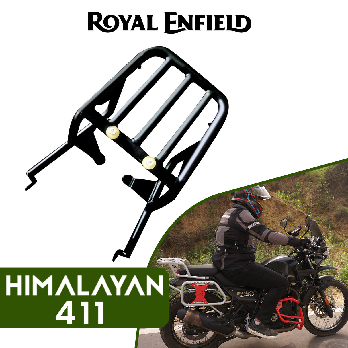 Extended Top Rack-Carrier without Plate, compatible with Pillion Backrest For Royal Enfield Himalayan-Black