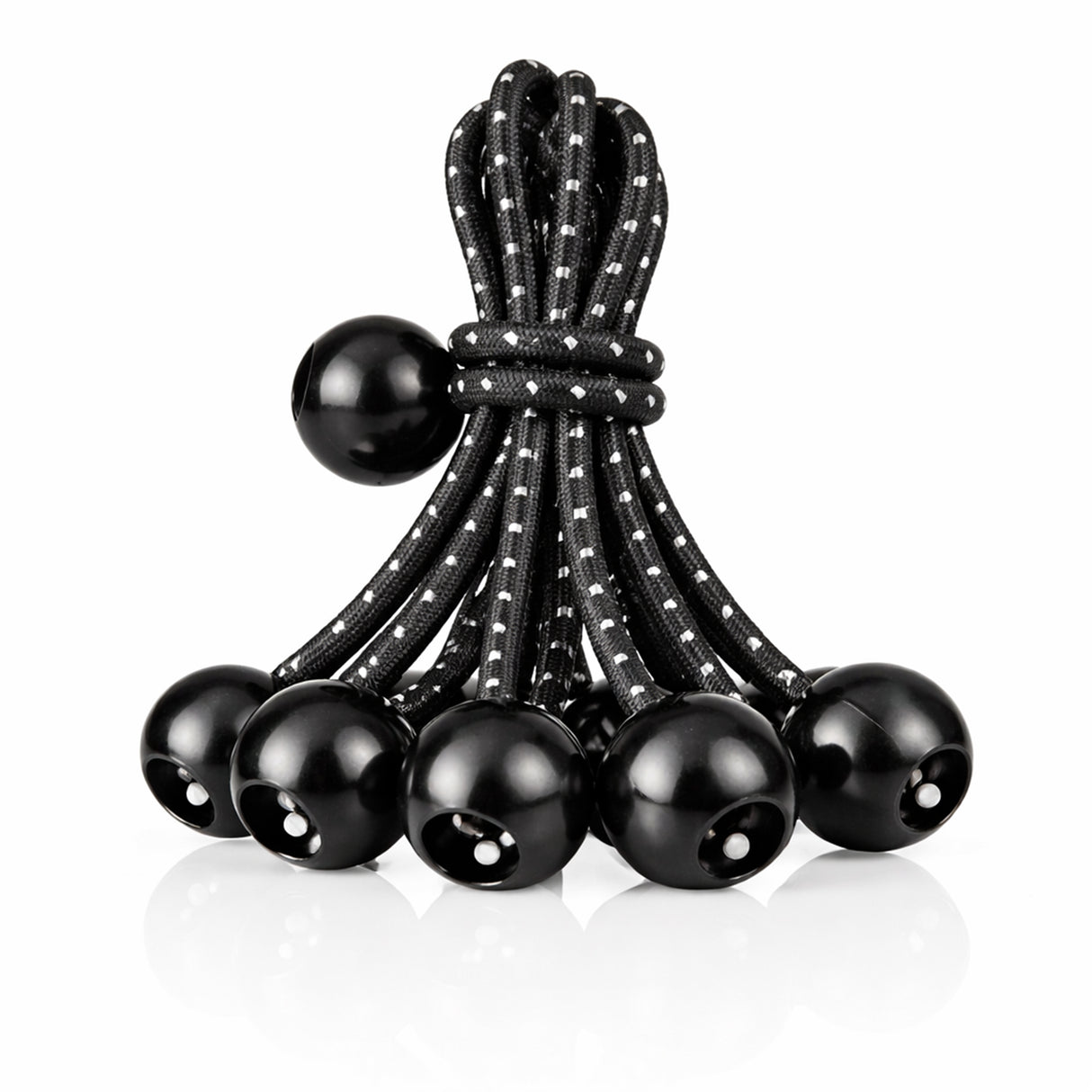 Bungee Balls With Reflecting  (8 Inches) - Set Of 10 - Black