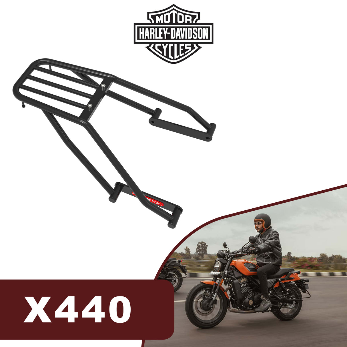 EXTENDED TOP RACK WITHOUT PLATE - Black for HARLEY DAVIDSON X 440