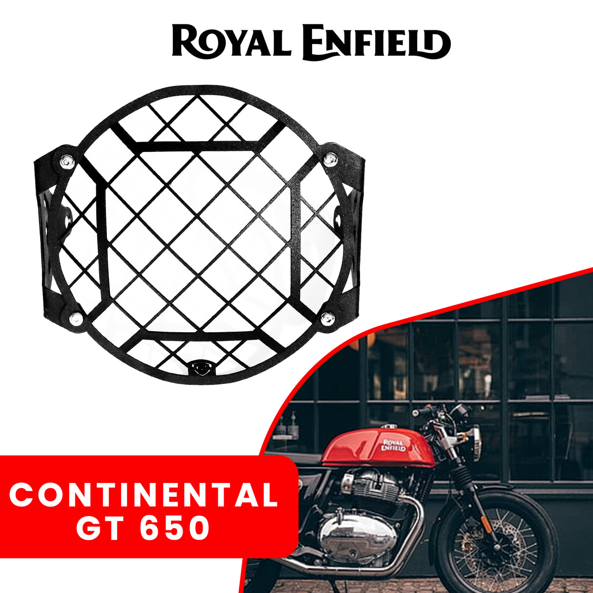 Headlight Grill X Design for Royal Enfield Continental GT - Black