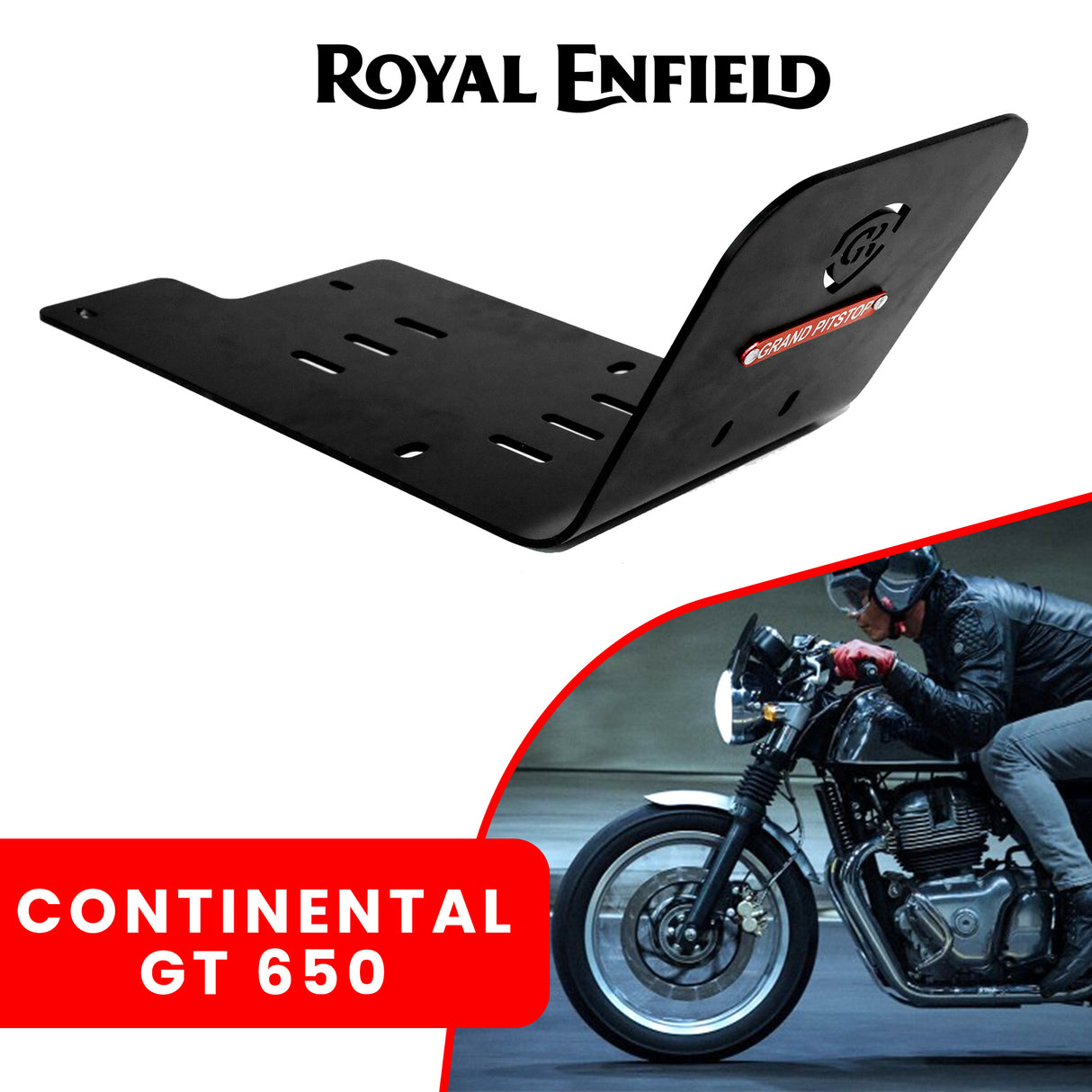 Aluminium Sumpguard for Royal Enfield Continental GT - Black