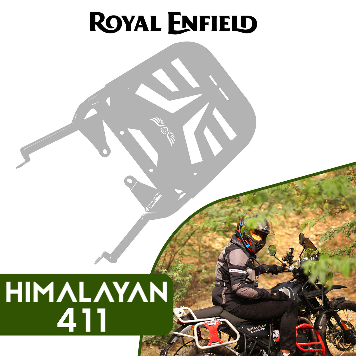 Extended Top Rack-Carrier with Plate, compatible with Pillion Backrest For Royal Enfield Himalayan-Silver
