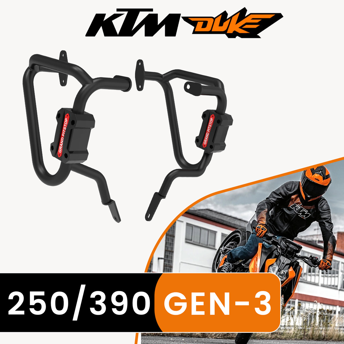 Buy Crash Guard Pair for KTM 390 & KTM 250 Duke Gen 3 Black Online ...