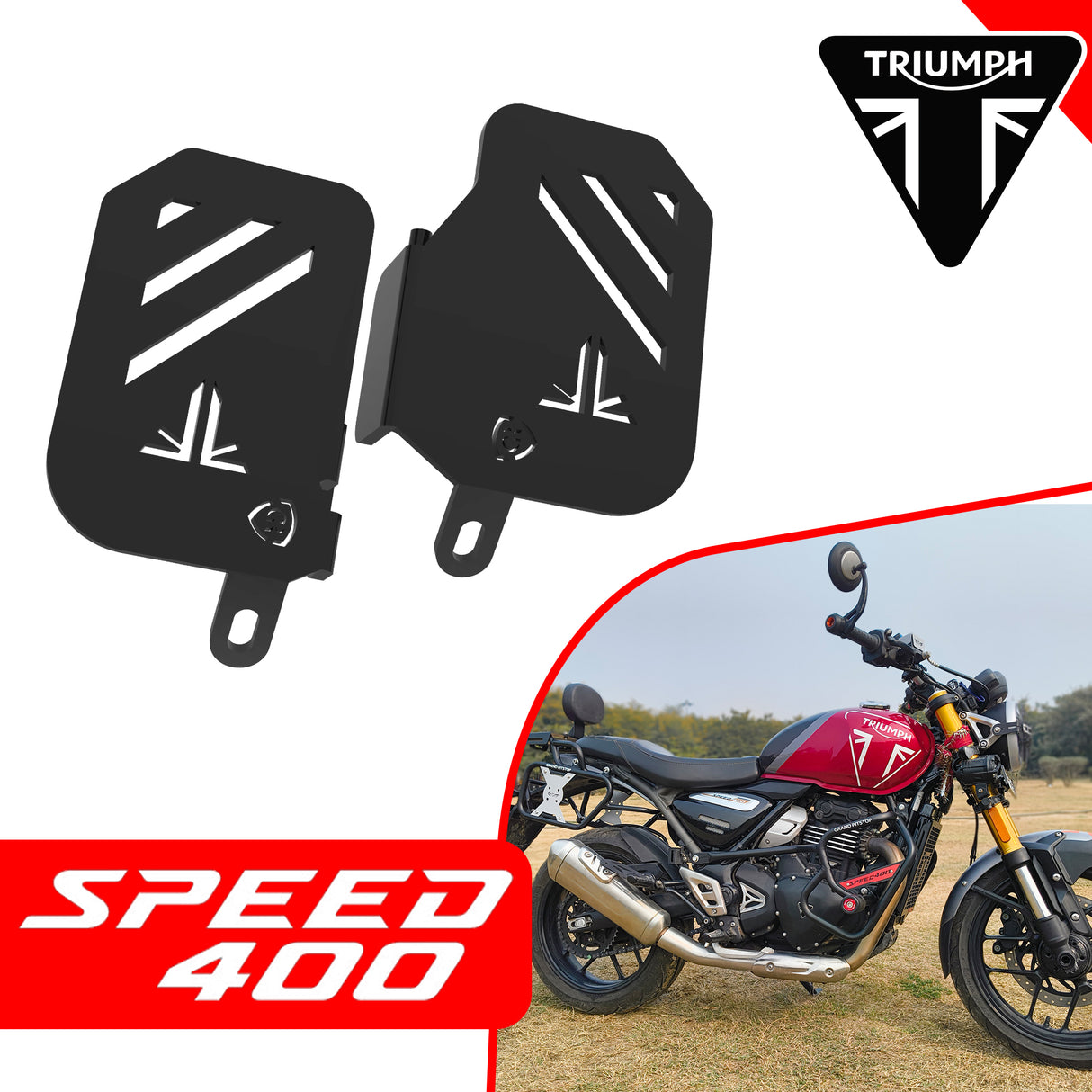 PILLION RIDER FOOTREST (PAIR) - TRIUMPH SPEED 400 - Black