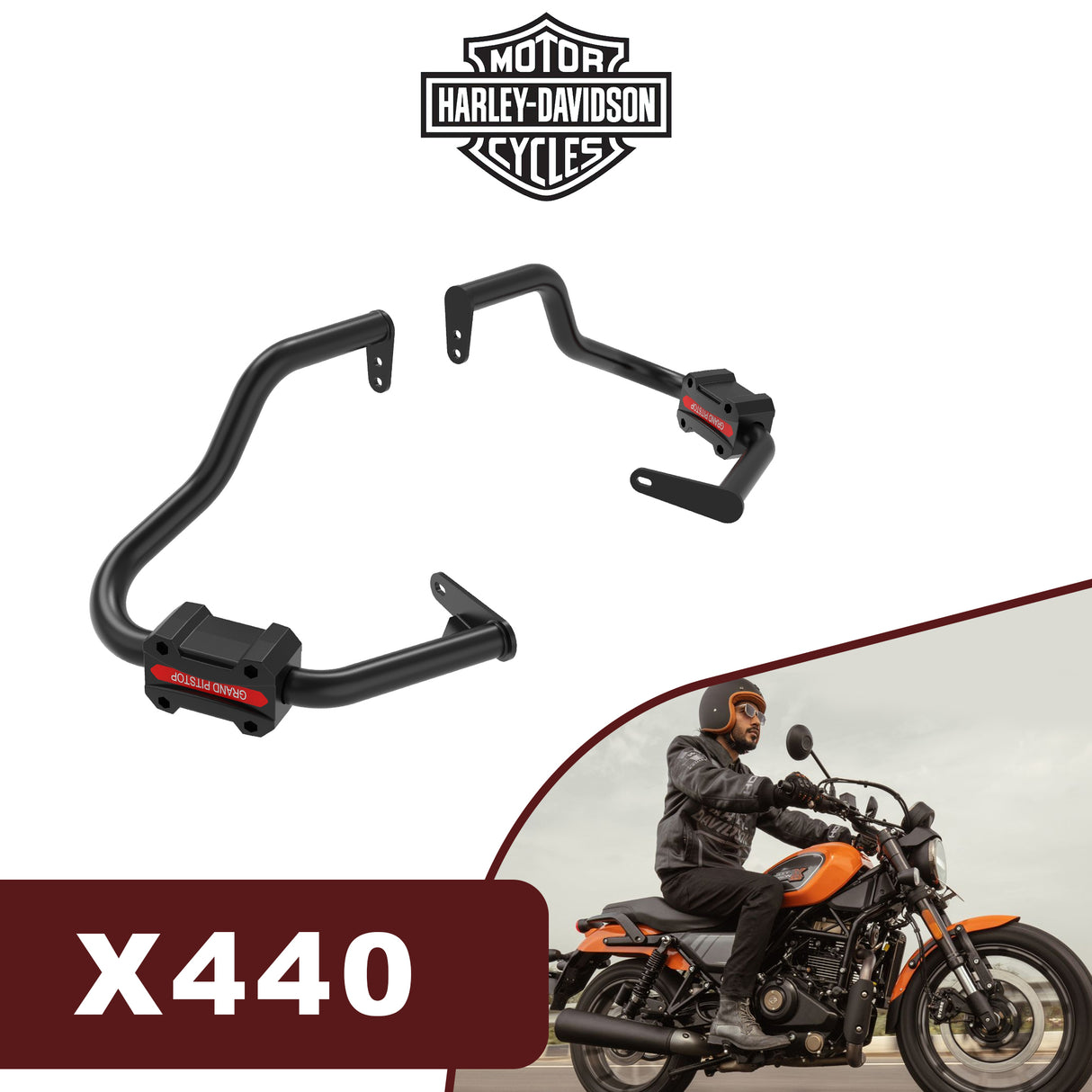GRAND PITSTOP Crash Guard for HARLEY DAVIDSON X 440 Black