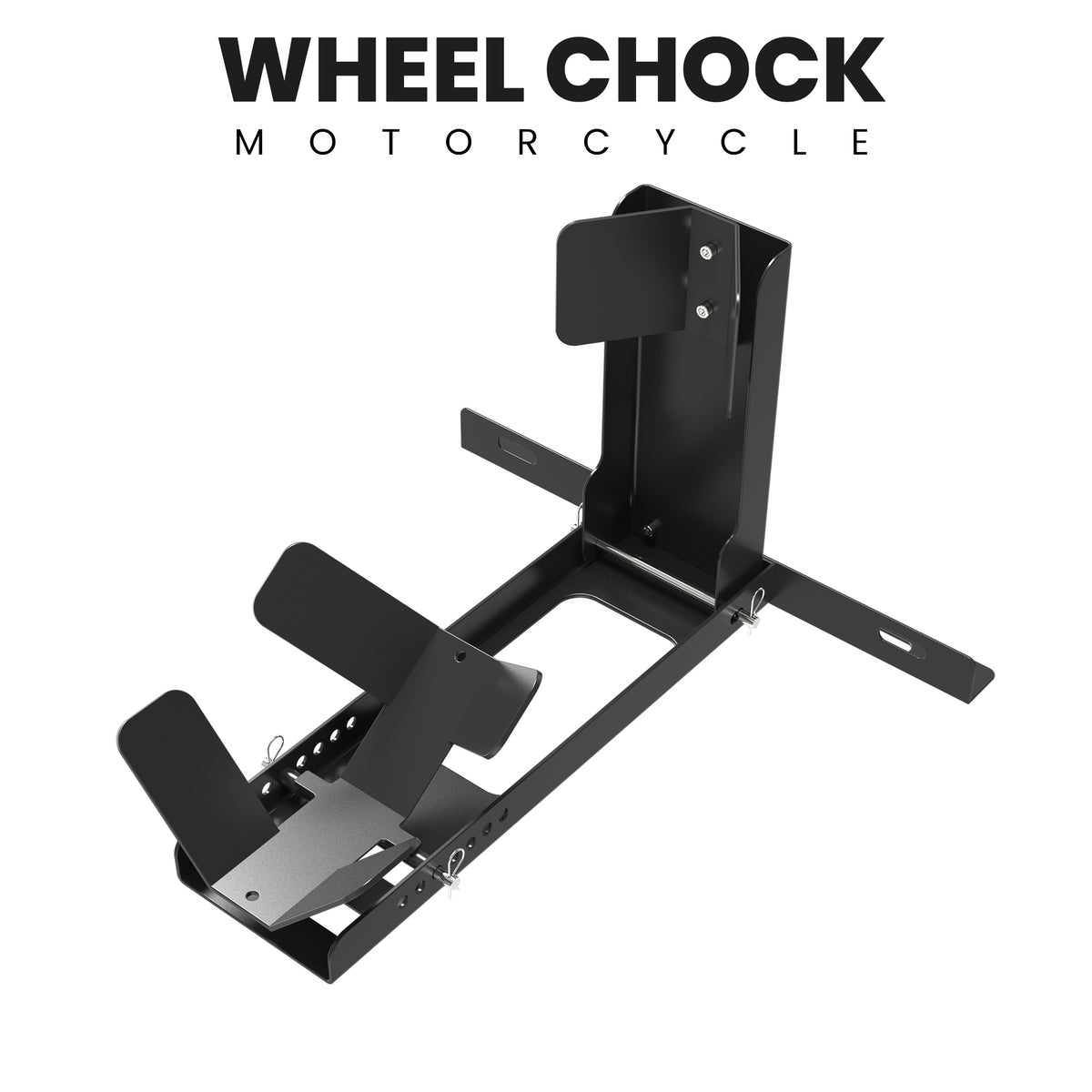 GRAND PITSTOP Universal Wheel Chock for Motorcycle Stand for Trailer Completely Adjustable Detachable Foldable Wheel Chock (Black-V2, 2000 lbs)
