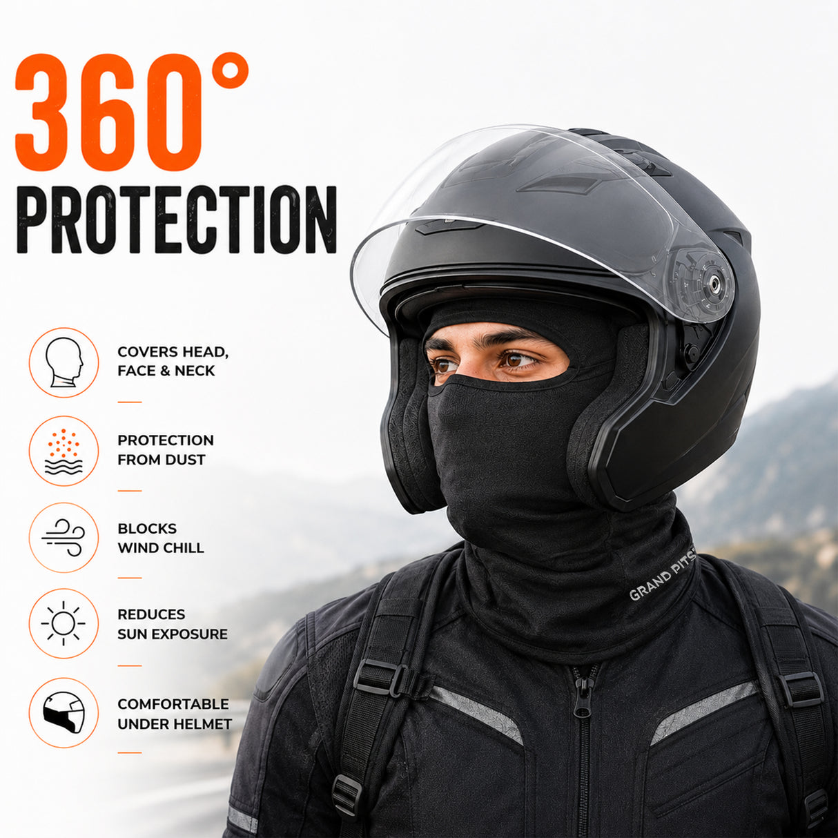 Face Mask for Bike, Ski, Cycling, Running, Hiking - Black