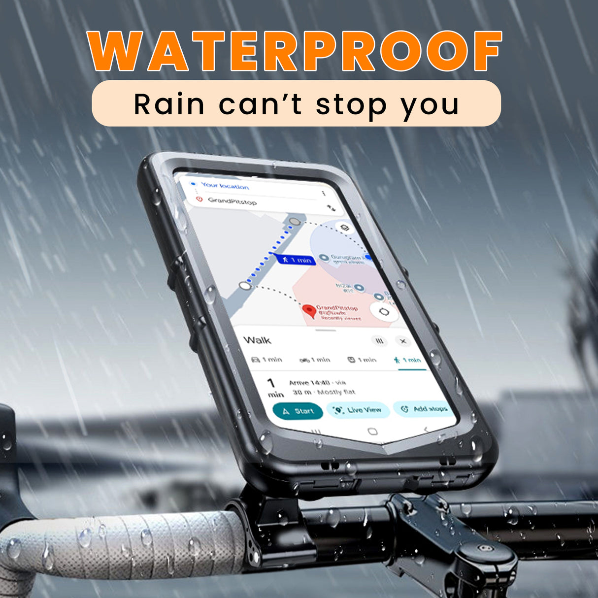 Waterproof Mobile Holder for Bike Handlebar - Black