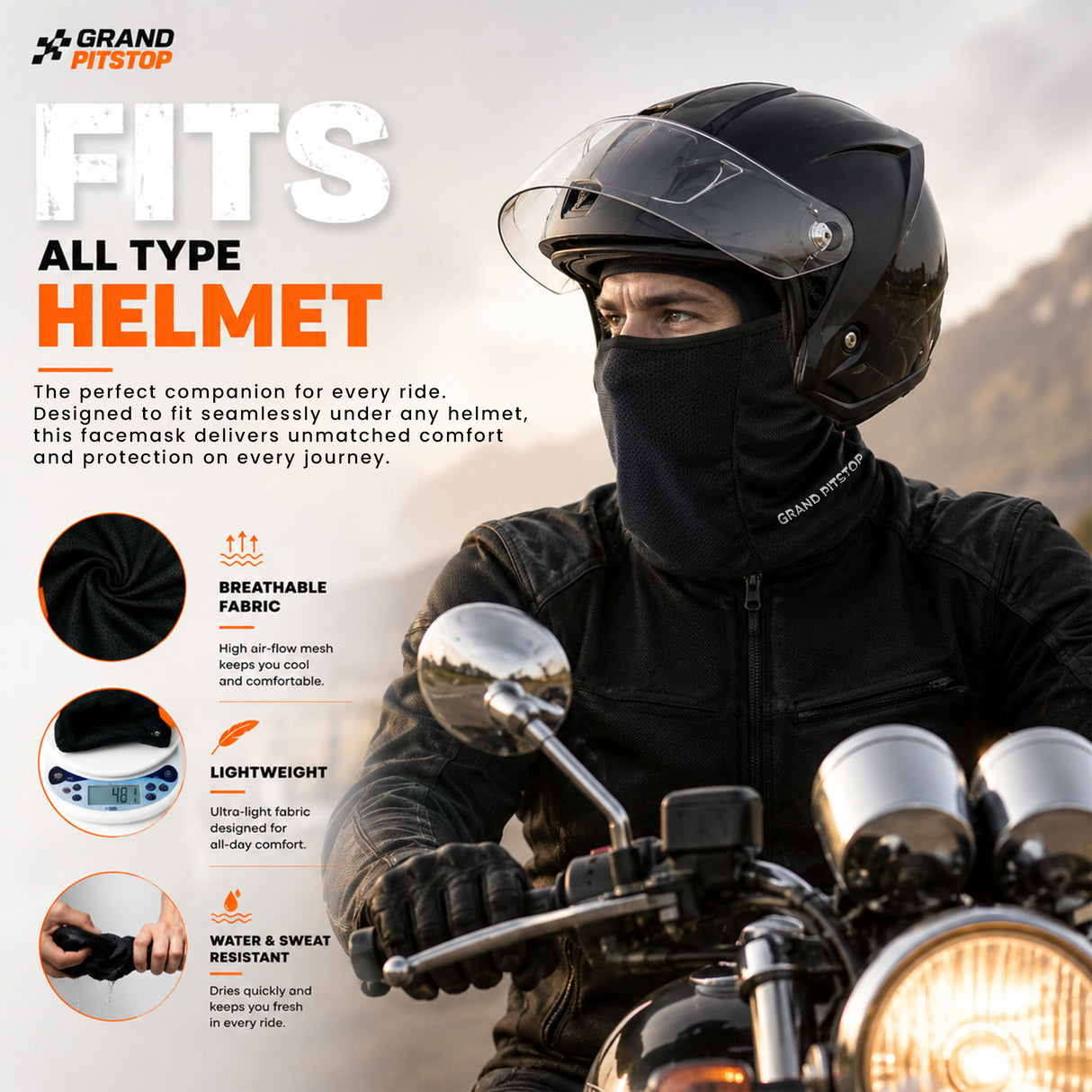 Face Mask for Bike, Ski, Cycling, Running, Hiking - Black
