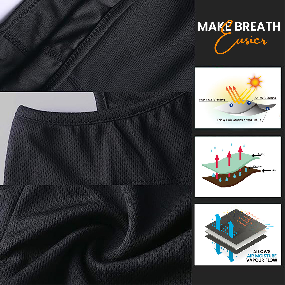 Face Mask for Bike, Ski, Cycling, Running, Hiking - Black