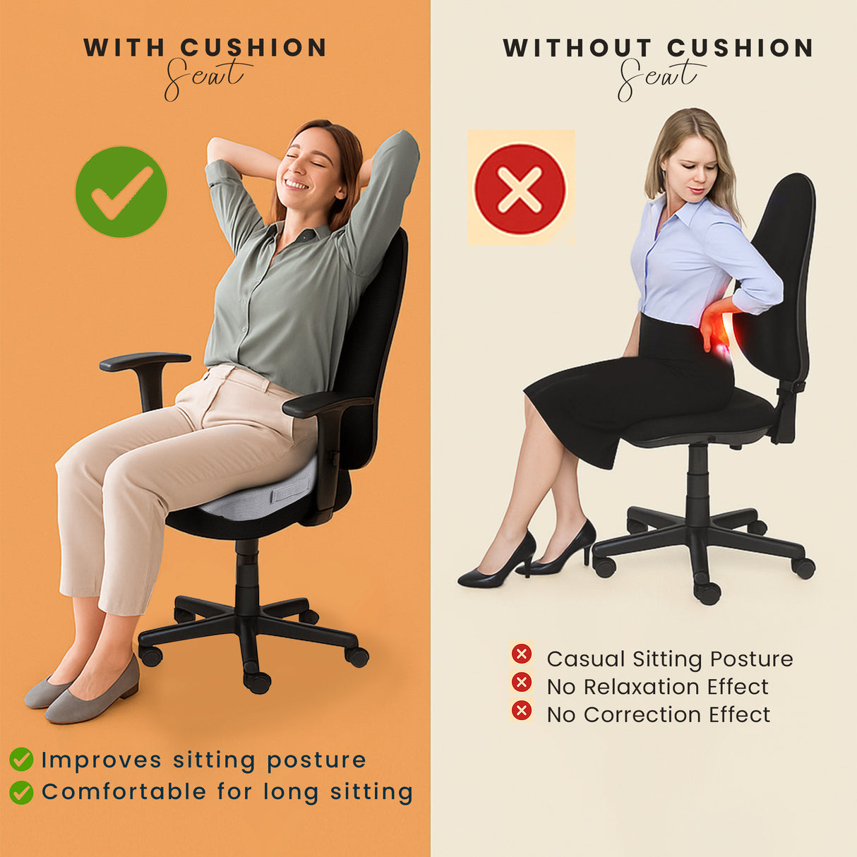 GRAND PITSTOP Ultimate Pro Seat Cushion | Relieves Back & Coccyx Pain | Cool Gel Memory Foam for Orthopedic Support | Weight up to 120 kg | for Long Sitting Hours on Office/Home Chair/Car | Grey