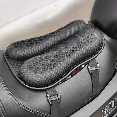 Motorcycle Honeycomb Gel Seat Cushion - Universal Fit & Breathable Design - Pillion