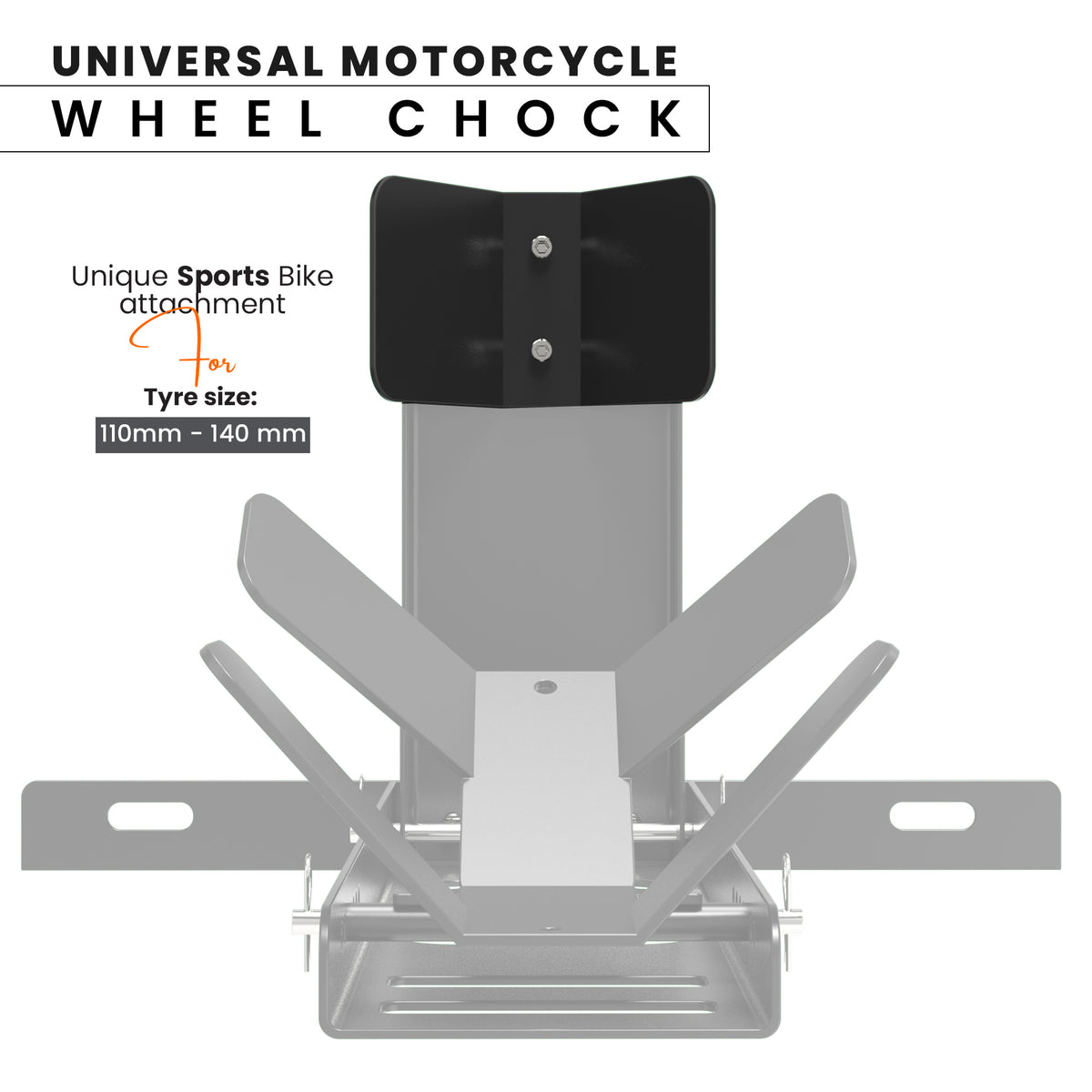 GRAND PITSTOP Universal Wheel Chock for Motorcycle Stand for Trailer Completely Adjustable Detachable Foldable Wheel Chock (Black-V2, 2000 lbs)