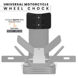 GRAND PITSTOP Universal Wheel Chock for Motorcycle Stand for Trailer Completely Adjustable Detachable Foldable Wheel Chock (Black-V2, 2000 lbs)