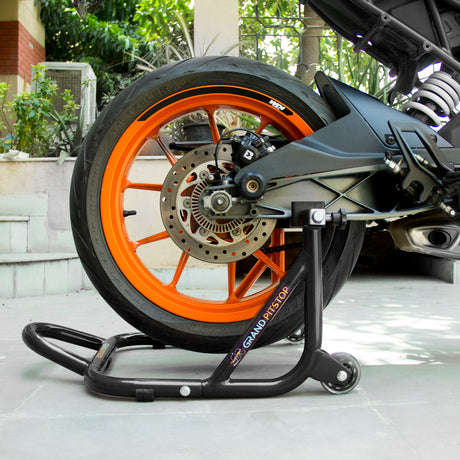Dismantable Rear Paddock Stand with Skate Wheels - Black - (Bike Wt upto: 450 kgs)