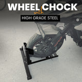 GRAND PITSTOP Universal Wheel Chock for Motorcycle Stand for Trailer Completely Adjustable Detachable Foldable Wheel Chock (Black-V2, 2000 lbs)