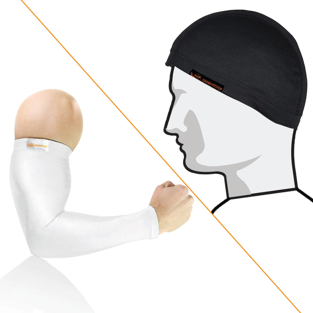 Arm Sleeve and Skull Cap Combo, White + Black