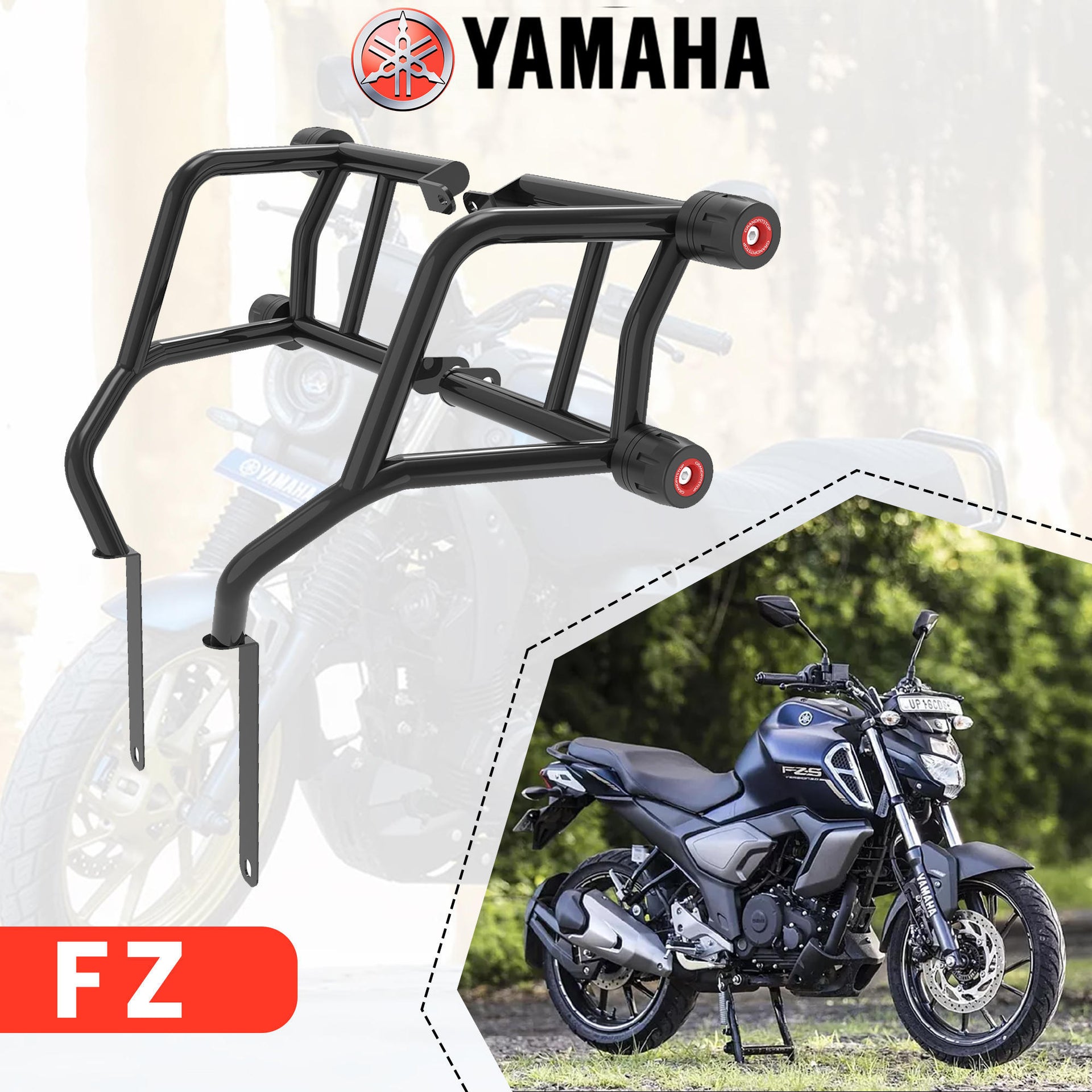 Buy Crash Guard Pair for Yamaha FZ Black Online GrandPitstop