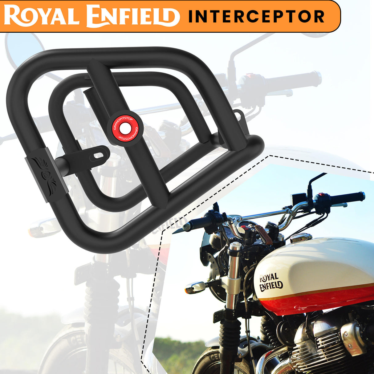 CRASH GUARD (PAIR) - Black for Royal Enfield - INTERCEPTOR