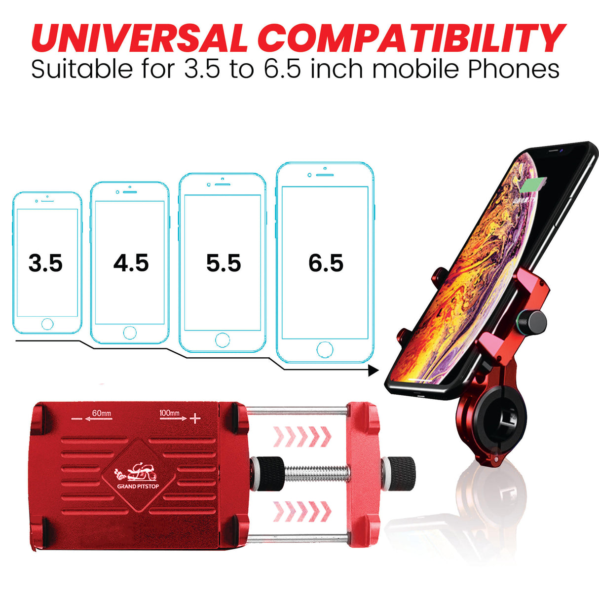 Claw Grip Aluminium Mobile Holder Mount - Red