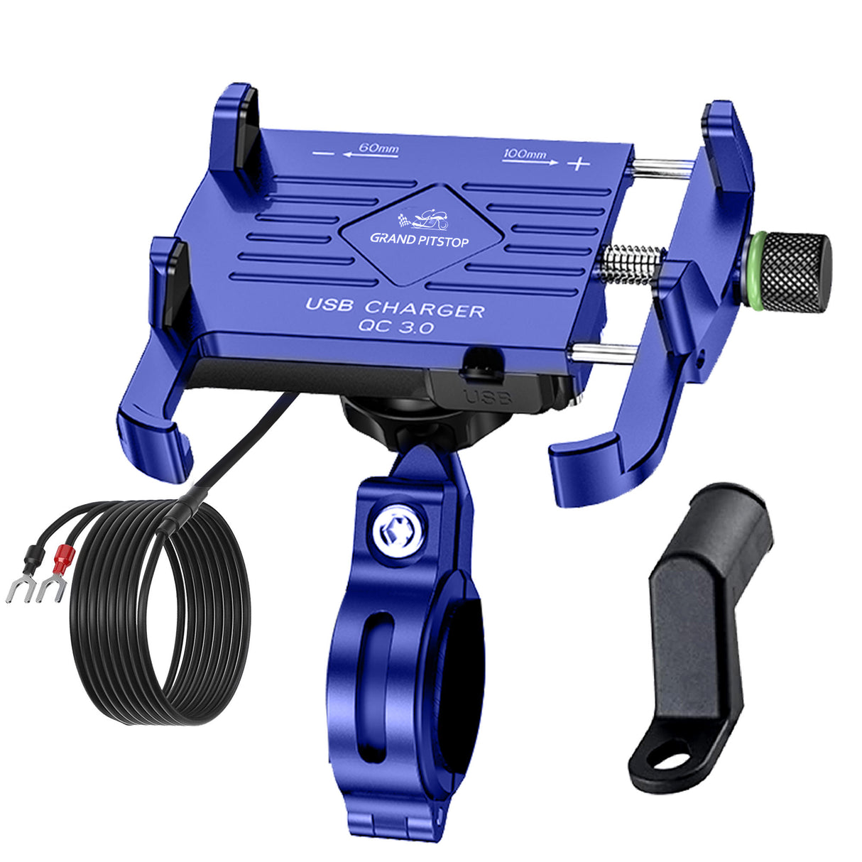 Claw with Jaw Grip Aluminium Mobile Holder with Charger - Blue