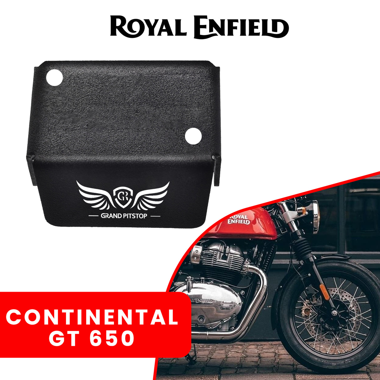 FRONT FLUID RESERVOIR COVER - Black for Royal Enfield - CONTINENTAL GT