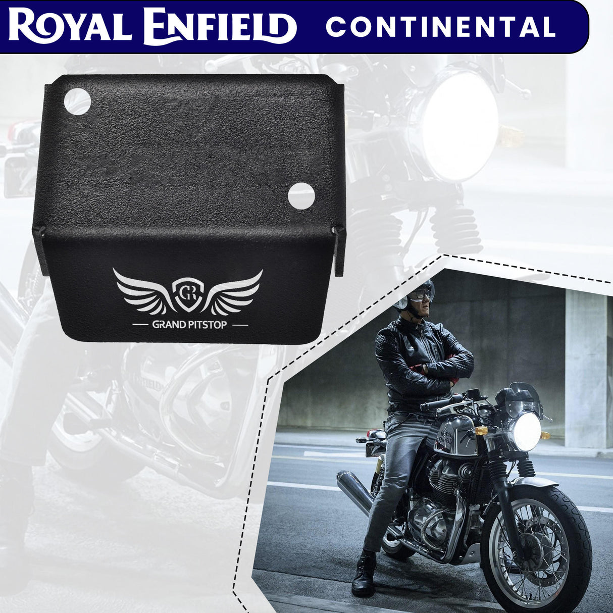 FRONT FLUID RESERVOIR COVER - Black for Royal Enfield - CONTINENTAL GT