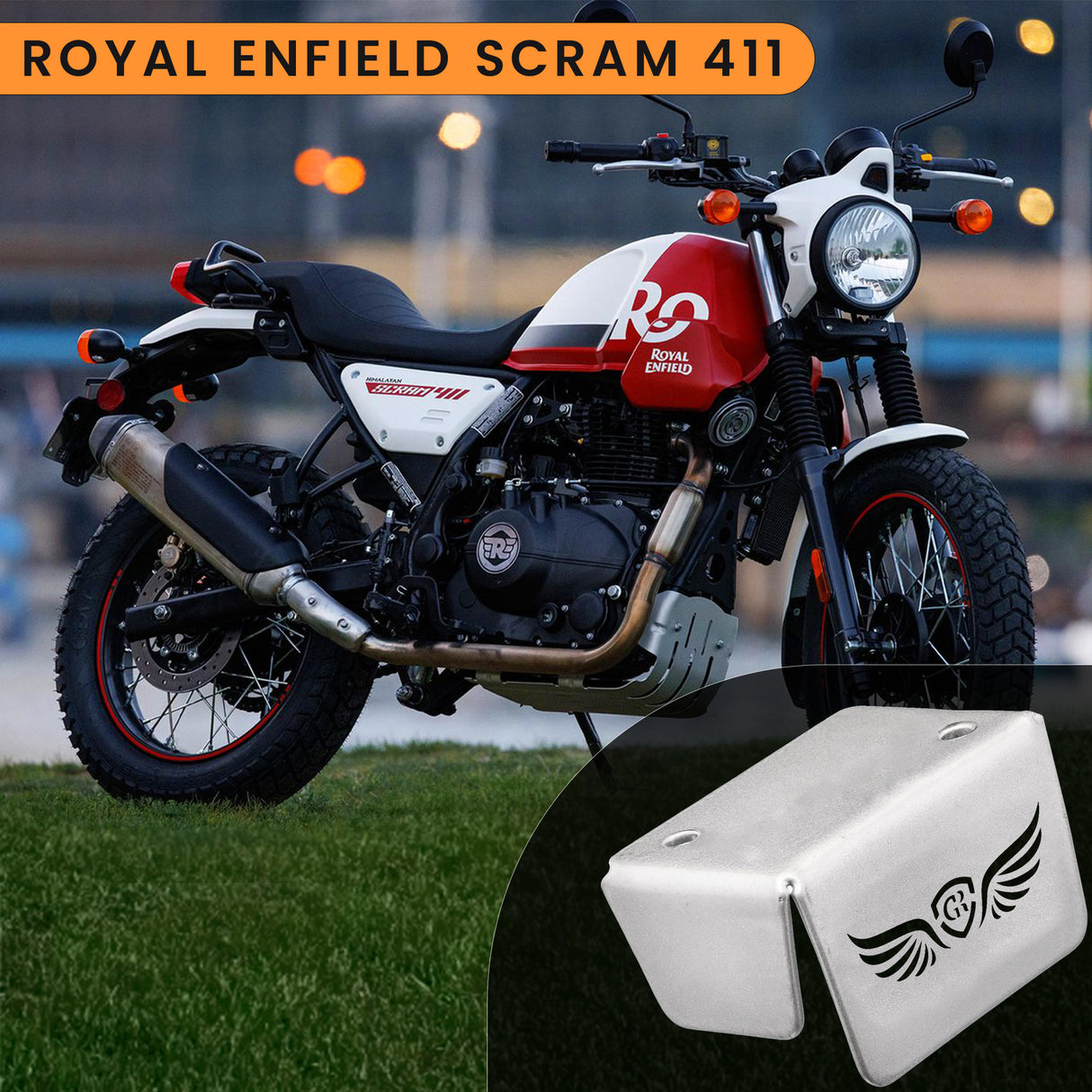 FRONT FLUID RESERVOIR COVER - Silver for Royal Enfield - SCRAM 411