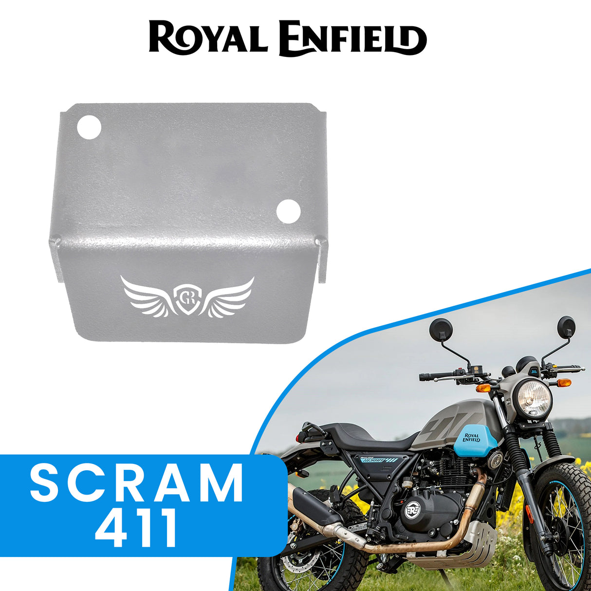FRONT FLUID RESERVOIR COVER - Silver for Royal Enfield - SCRAM 411