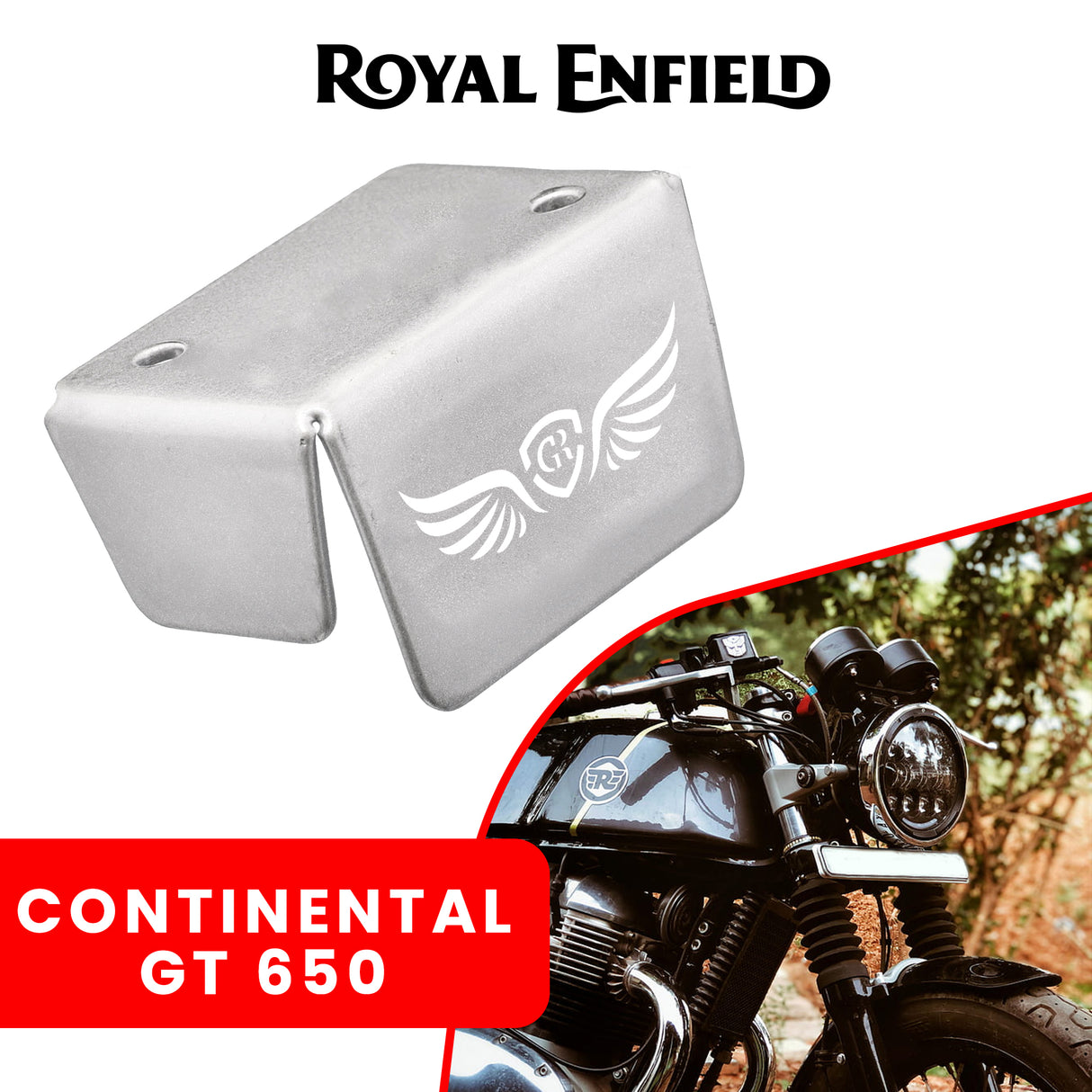 FRONT FLUID RESERVOIR COVER - Silver for Royal Enfield - CONTINENTAL GT