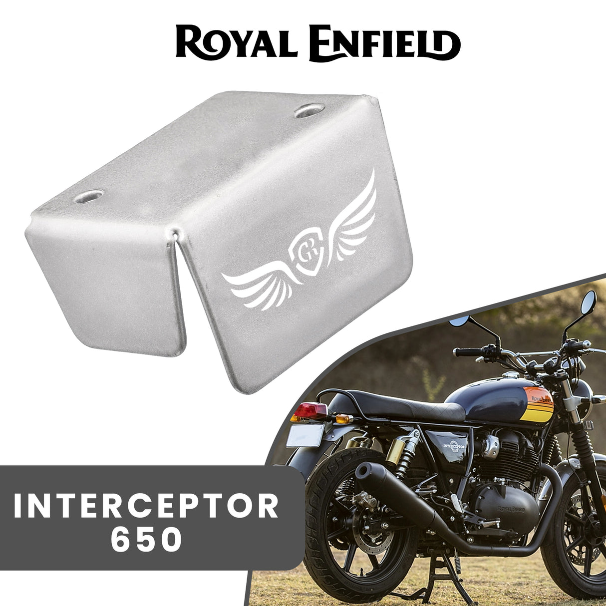 FRONT FLUID RESERVOIR COVER - Silver for Royal Enfield - INTERCEPTOR