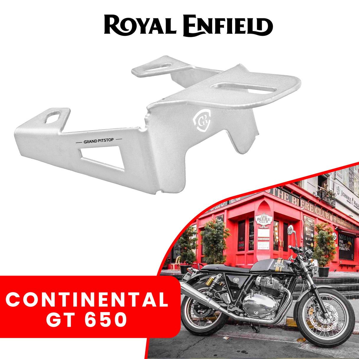 FOG LIGHT MOUNT - Silver for Royal Enfield - CONTINENTAL GT