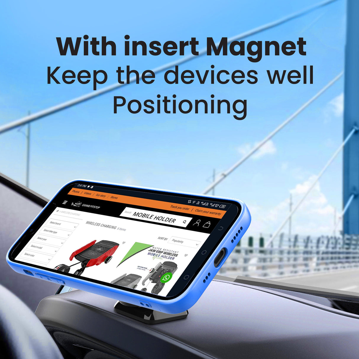 Quick Lock Mini GEN-1 with in-built MAGNETIC LOCK Technology car dashboard Mobile Holder