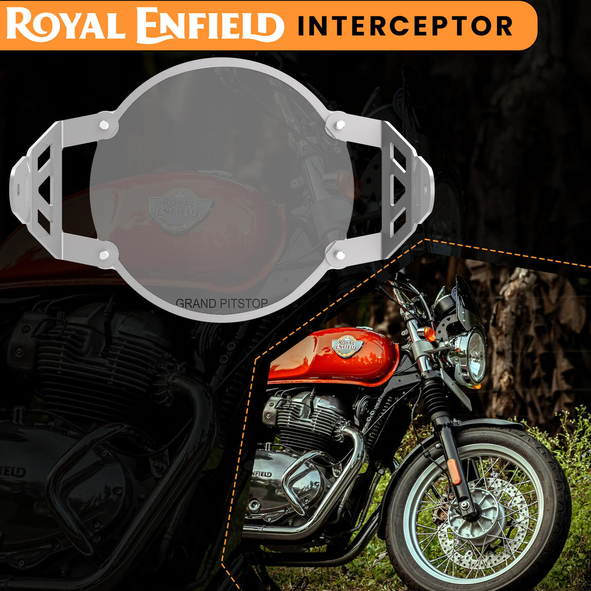 HEADLIGHT GUARD - Silver for Royal Enfield - INTERCEPTOR