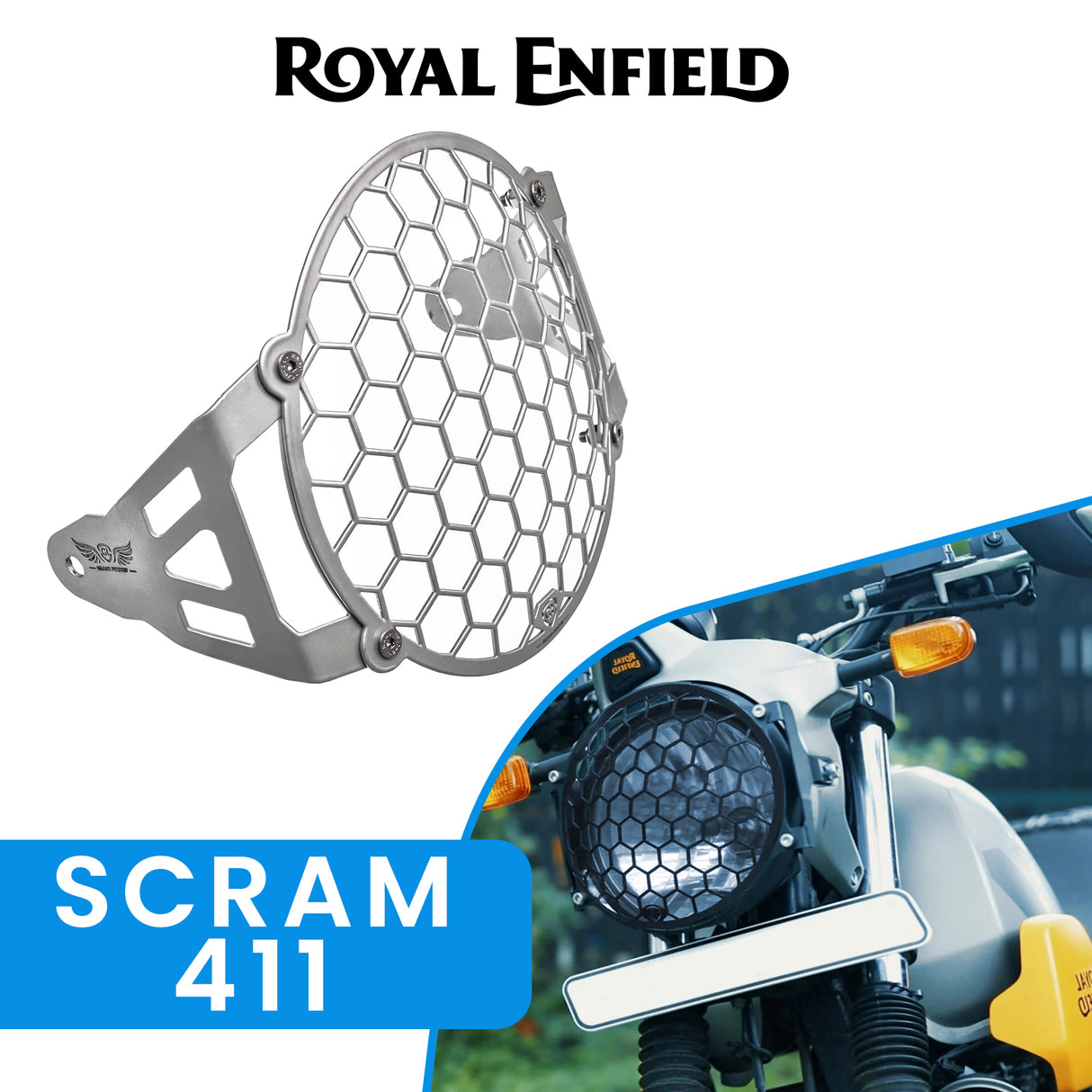 HEADLIGHT GRILL - Silver for Royal Enfield - SCRAM 411